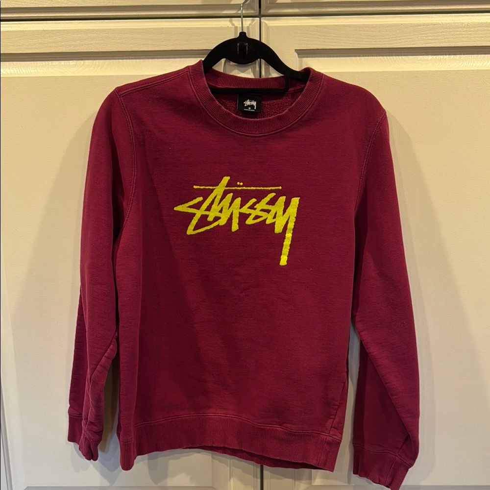 Stussy Red and Yellow Crewneck Sweater